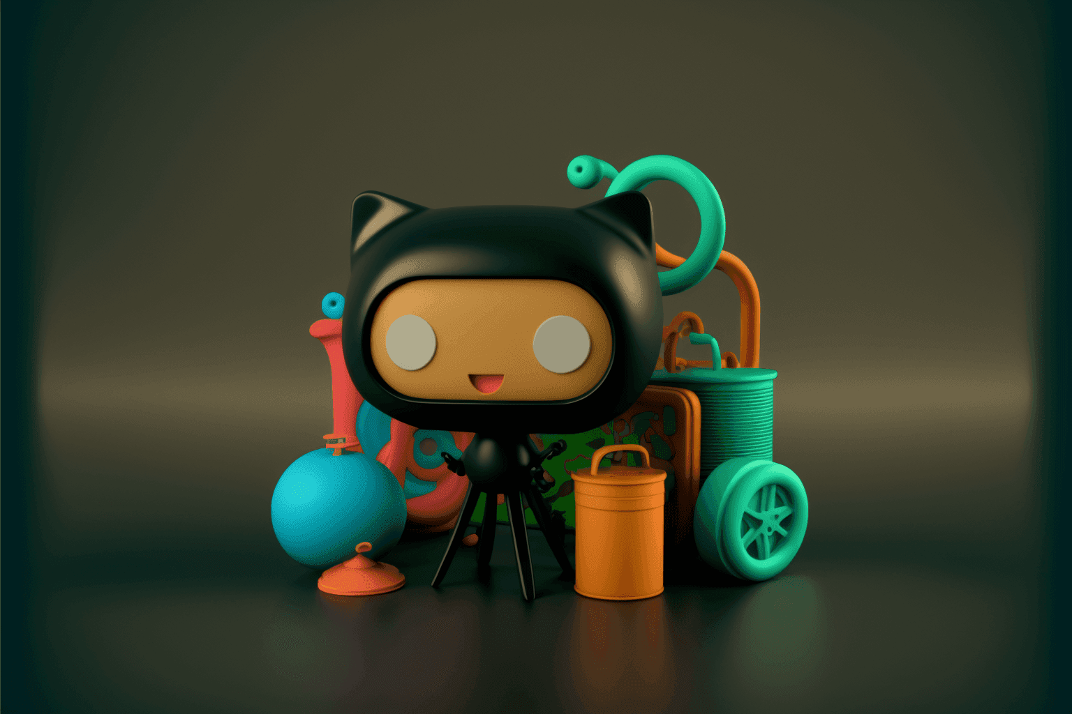 3D render of the github logo