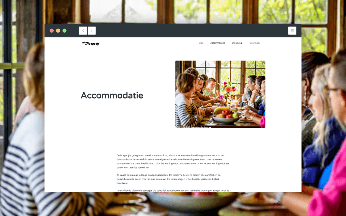 Accommodation page of De Borgerij website