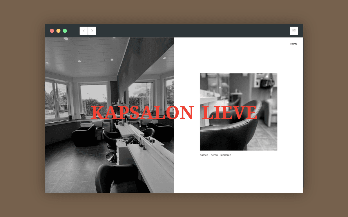 Homepage of Kapsalon Lieve website